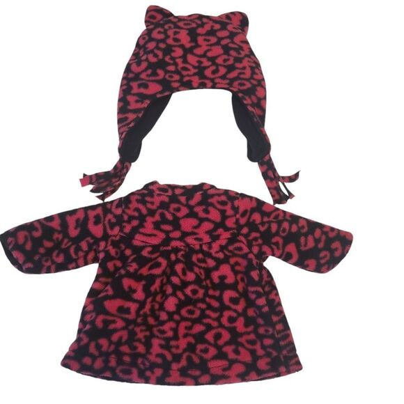 18" Doll Fleece Coat and Kitty Cat Hat Set Pink and Black‎ - Picture 5 of 12